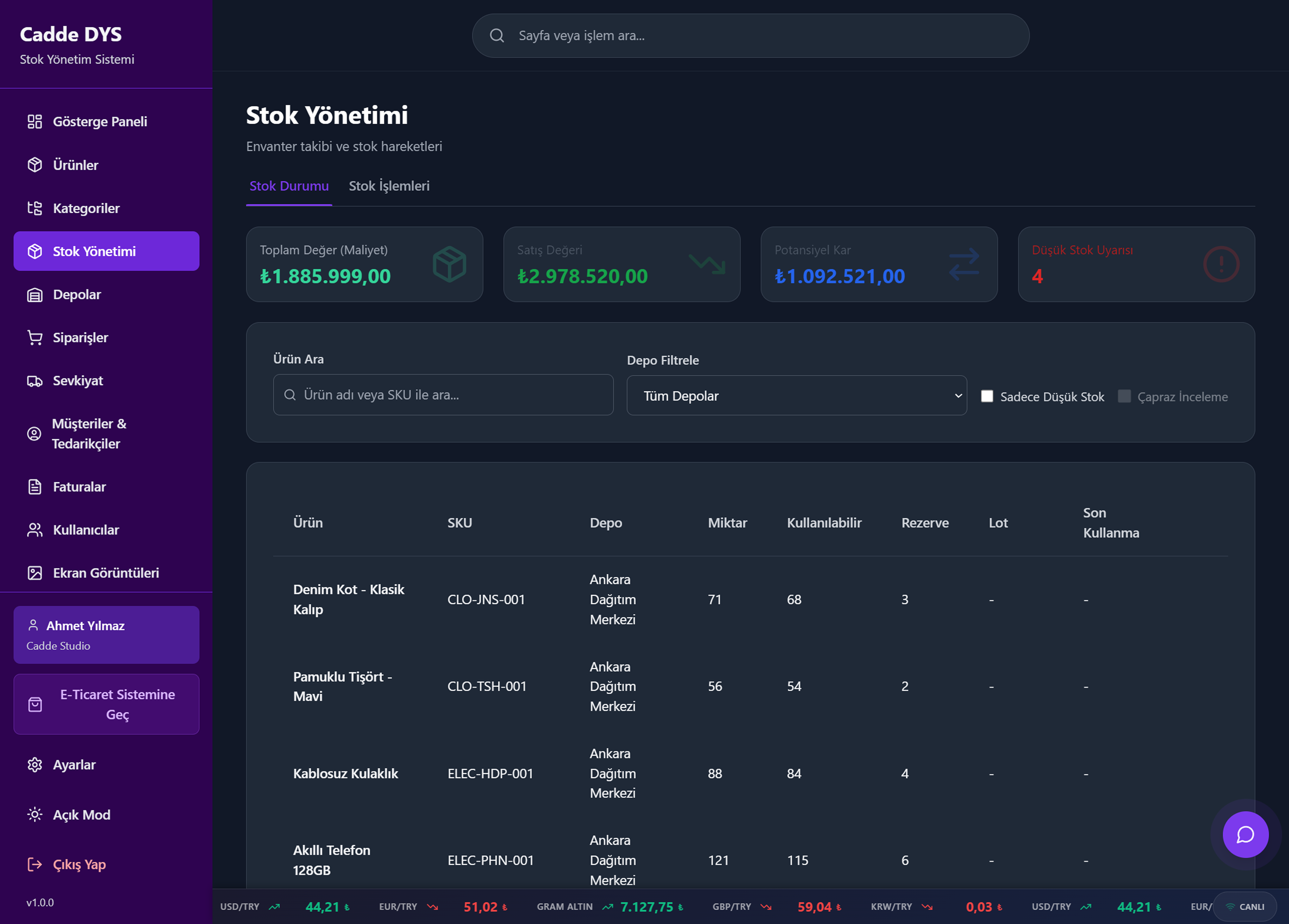 Stoklarınızı gerçek zamanlı takip edin